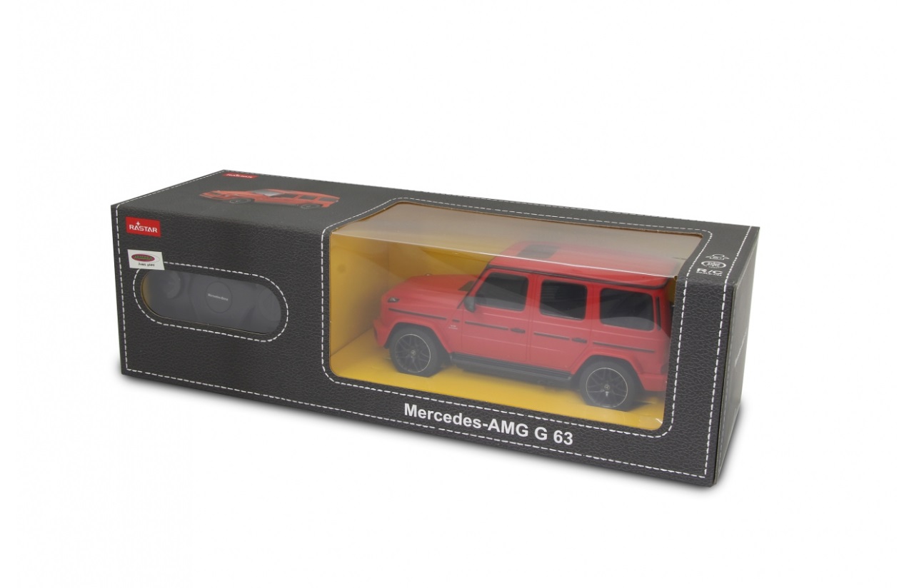 JAMARA Mercedes AMG G63 1:24 - Auto Radiocomandata 2,4 GHz, Licenza Ufficiale, Fino a 1 Ora di Guida a 9 km/h, Colore Rosso