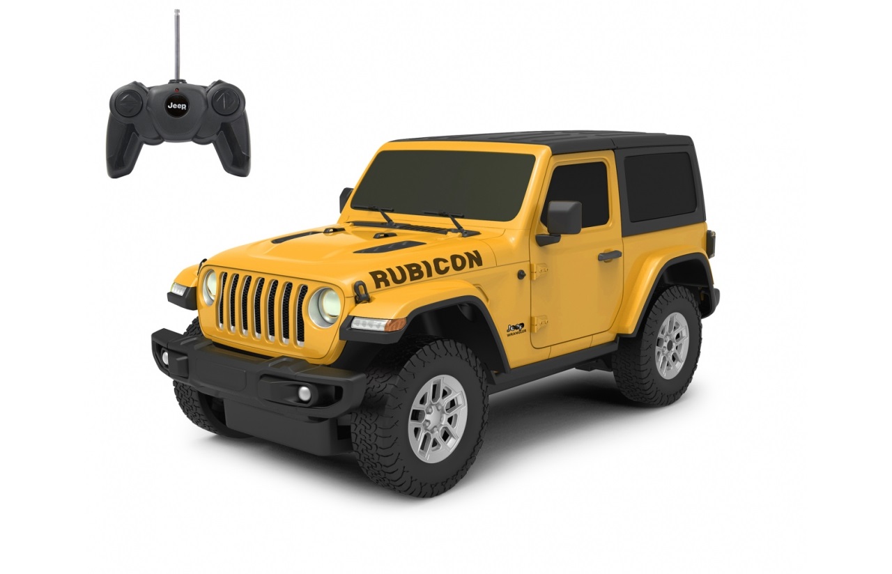 Jamara Jeep Wrangler JL 1:24 Giallo - Auto Off-Road con Licenza Ufficiale, Autonomia Fino a 1 Ora e Velocità di 9 km/h
