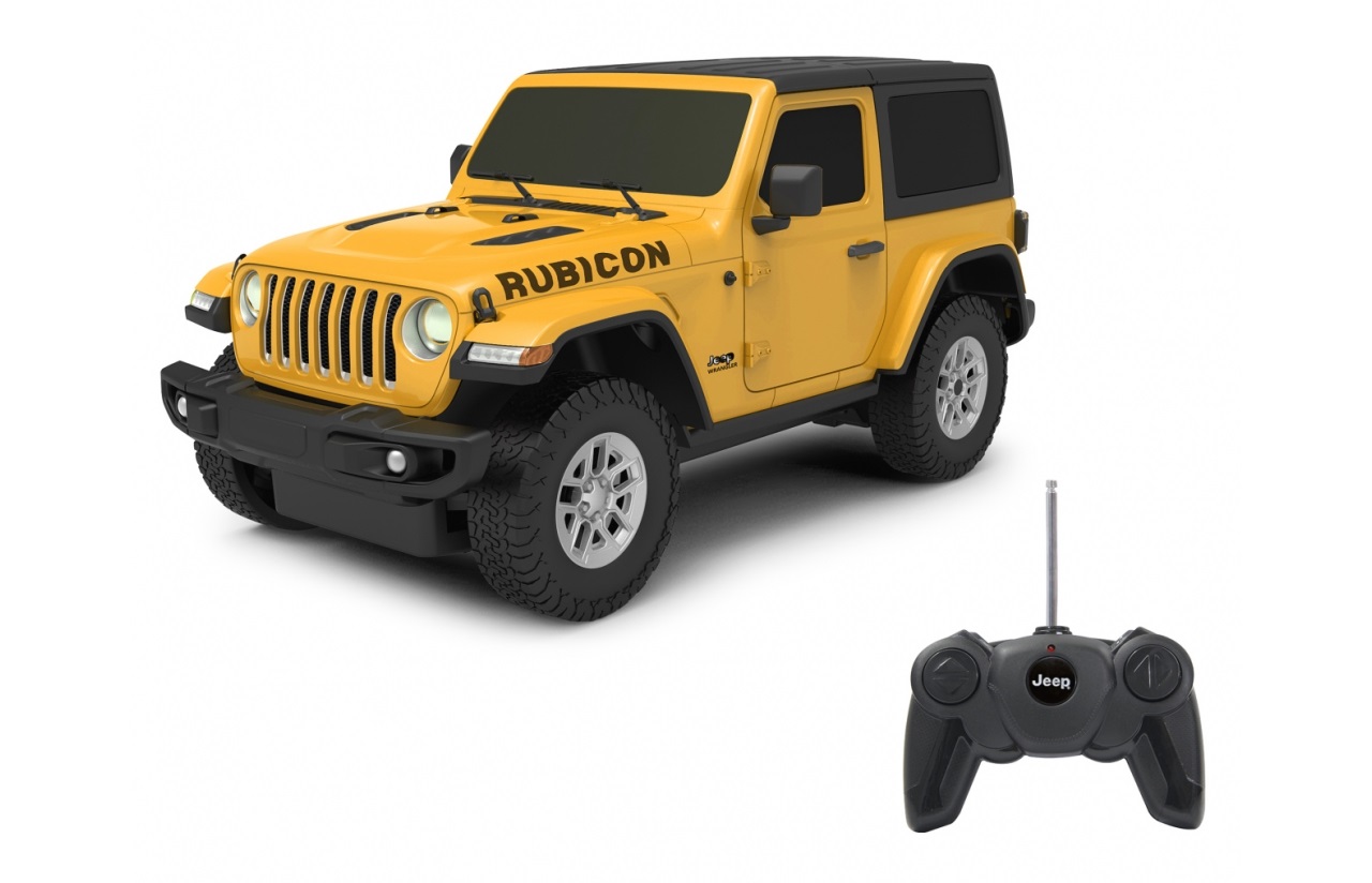 Jamara Jeep Wrangler JL 1:24 Giallo - Auto Off-Road con Licenza Ufficiale, Autonomia Fino a 1 Ora e Velocità di 9 km/h