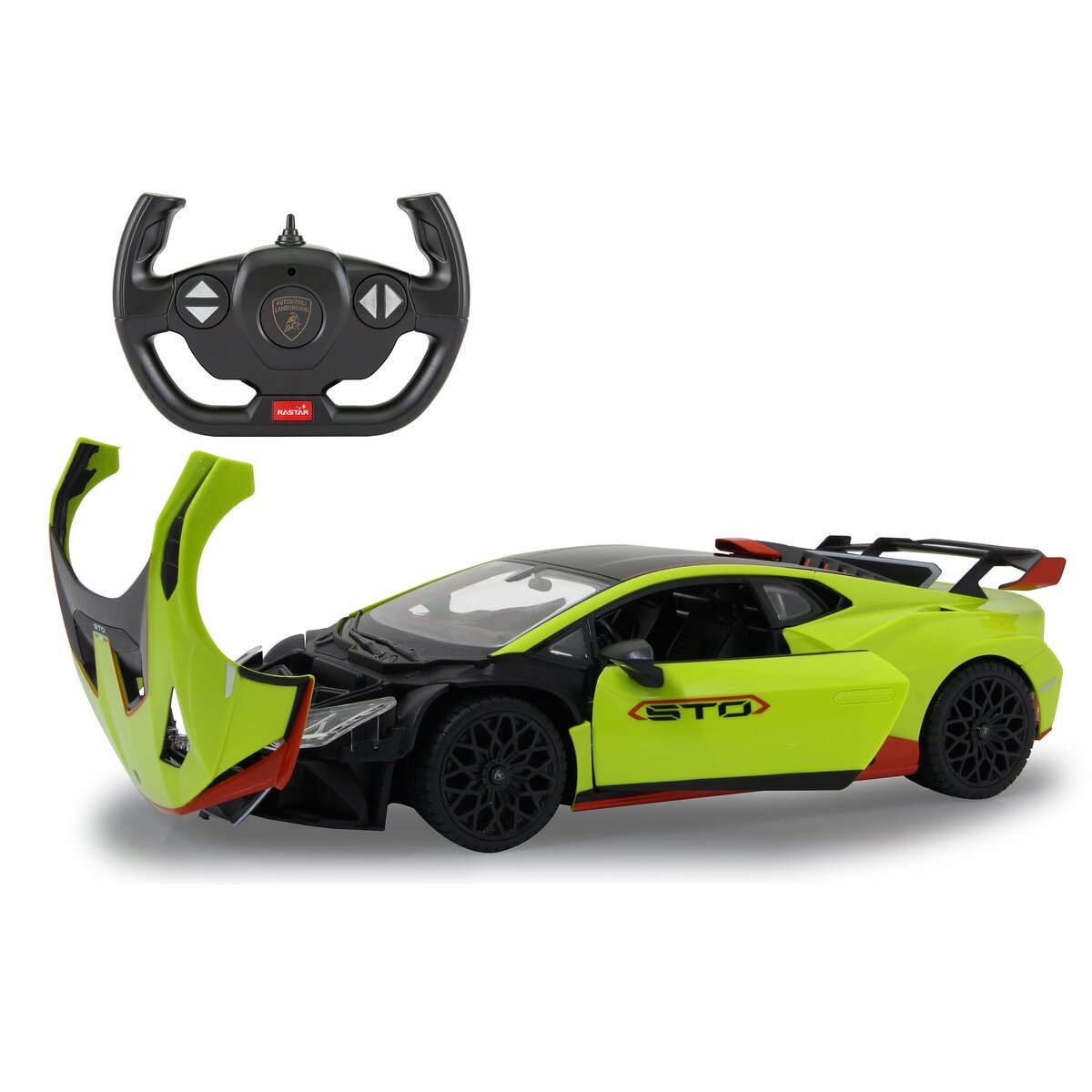 JAMARA Lamborghini Huracán STO Modellino Radiocomandato 1:14 - 2,4 GHz, Porta Manuale, Parabrezza Trasparente, Luce LED