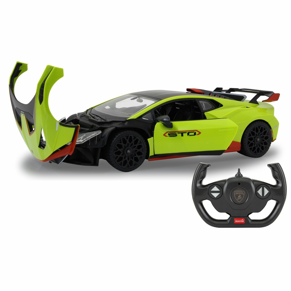 JAMARA Lamborghini Huracán STO Modellino Radiocomandato 1:14 - 2,4 GHz, Porta Manuale, Parabrezza Trasparente, Luce LED