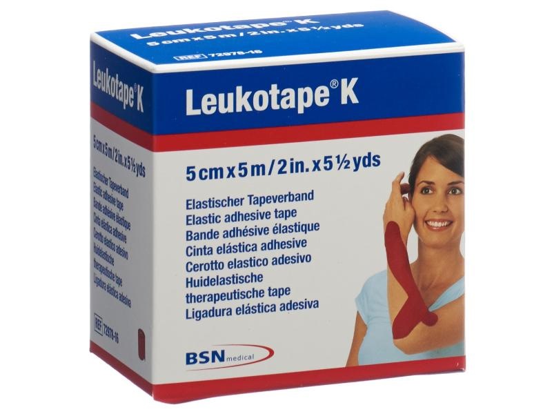 BSN medical Leukotape K Fasciatura Adesiva 5 cm x 500 cm per Taping Fisioterapico - Colore Rosso