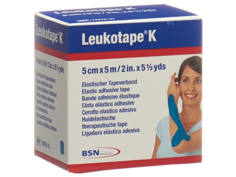 ESSITY ITALY SpA Leukotape K Benda Adesiva Blu per Taping Fisioterapico 5 cm x 5 m