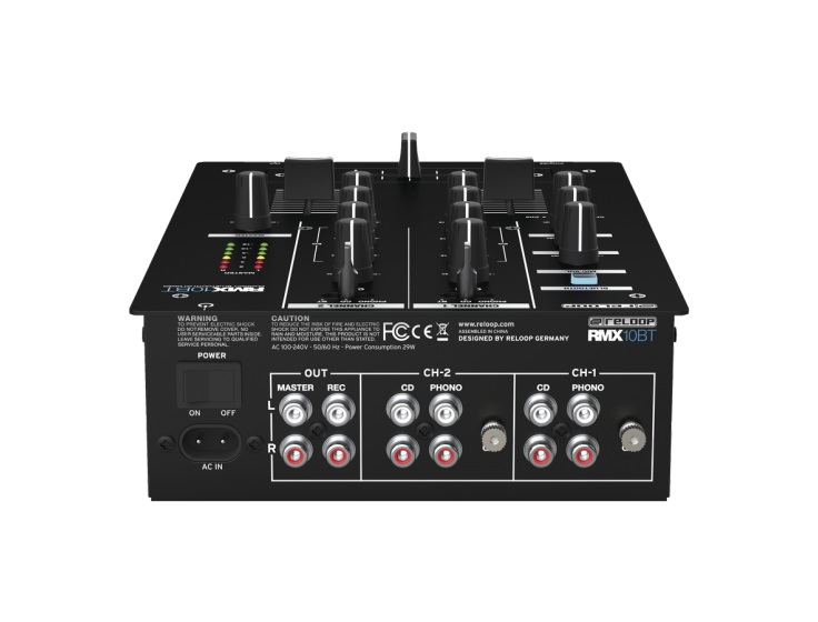 RELOOP RMX-10 BT Mixer DJ Bluetooth a 2 1 Canali con EQ a 3 Bande e Ingressi Multipli