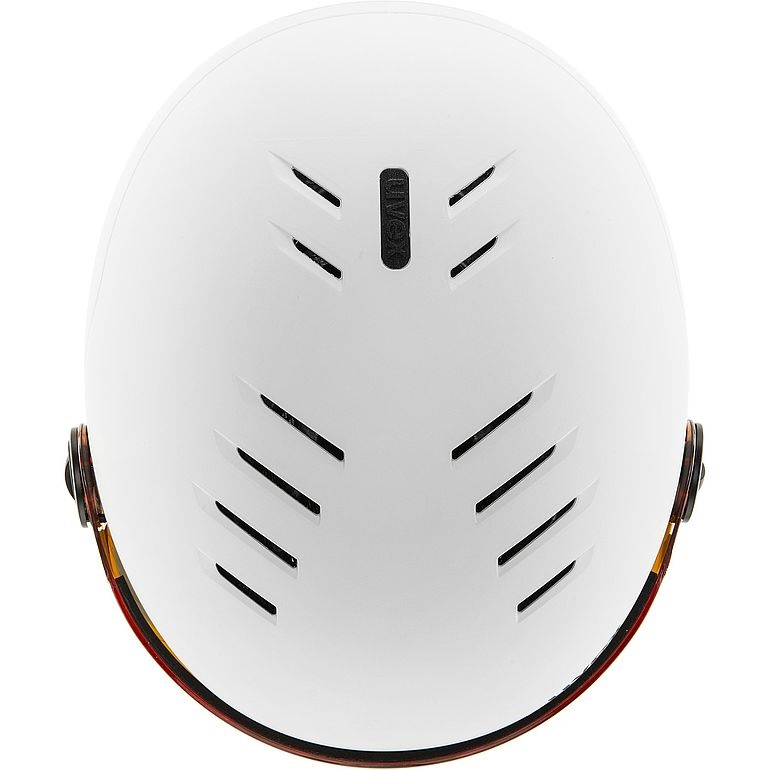 Uvex Rocket JR Visor - Casco da sci robusto per bambini con visiera, regolazione individuale, taglie 54-58 cm e 51-55 cm, bianco e nero opaco