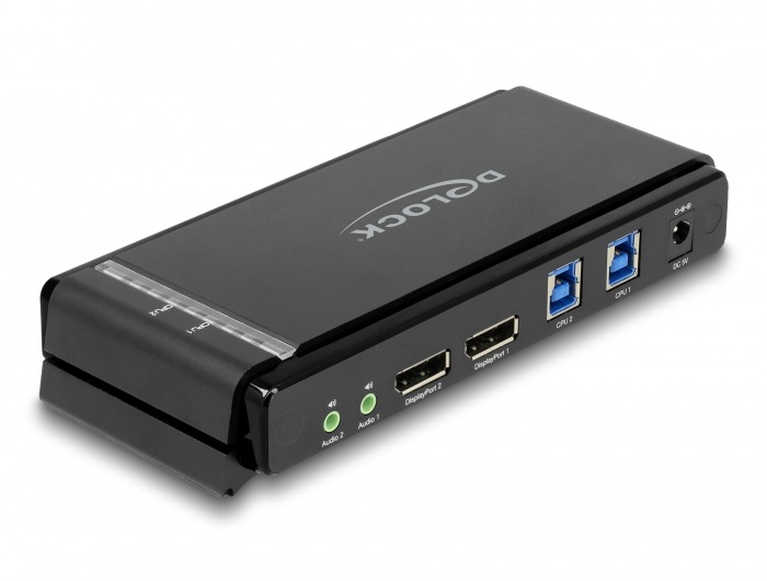 DeLOCK Switch KVM 11476 DisplayPort 1.4 8K Ultra HD 60 Hz con USB 5 Gbps e Audio - Nero