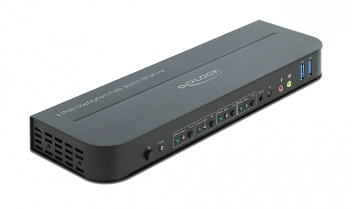 DeLOCK Switch KVM DisplayPort 1.4 8K Ultra HD 30 Hz con USB 3.0 e Audio - Risoluzione 7680 x 4320 Pixel, Colore Nero