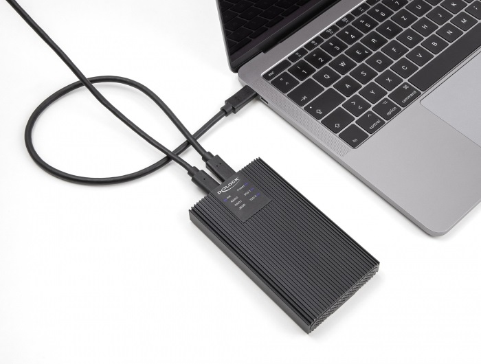DeLOCK 42022 - Contenitore esterno SSD M.2 NVMe PCIe USB Type-C 20 Gbps, Nero