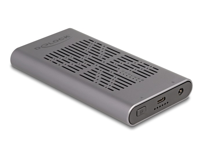 DeLOCK Custodia esterna USB 20 Gbps per 2 x M.2 NVMe PCIe SSD con USB Type-C femmina e funzione Clone, Grigio, Plug & Play, Bootable