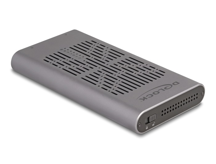 DeLOCK Custodia esterna USB 20 Gbps per 2 x M.2 NVMe PCIe SSD con USB Type-C femmina e funzione Clone, Grigio, Plug & Play, Bootable