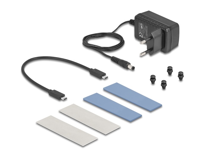 DeLOCK Custodia esterna USB 20 Gbps per 2 x M.2 NVMe PCIe SSD con USB Type-C femmina e funzione Clone, Grigio, Plug & Play, Bootable