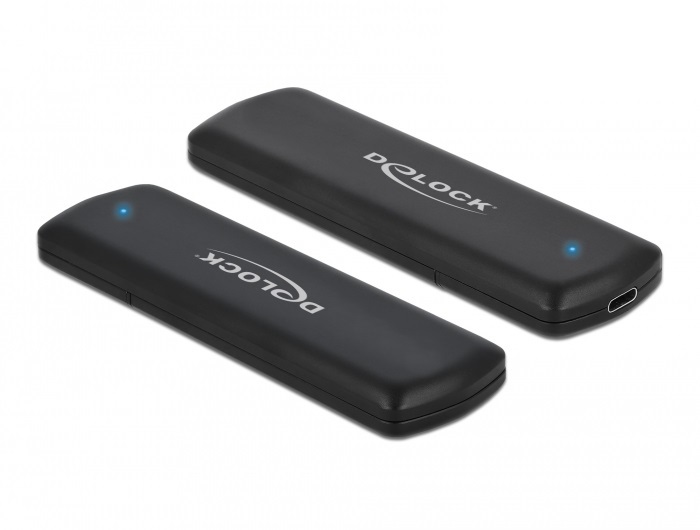DeLOCK Custodia esterna USB Type-C per M.2 NVMe PCIe e SATA SSD - Installazione senza attrezzi, 10 Gbit/s, Nero