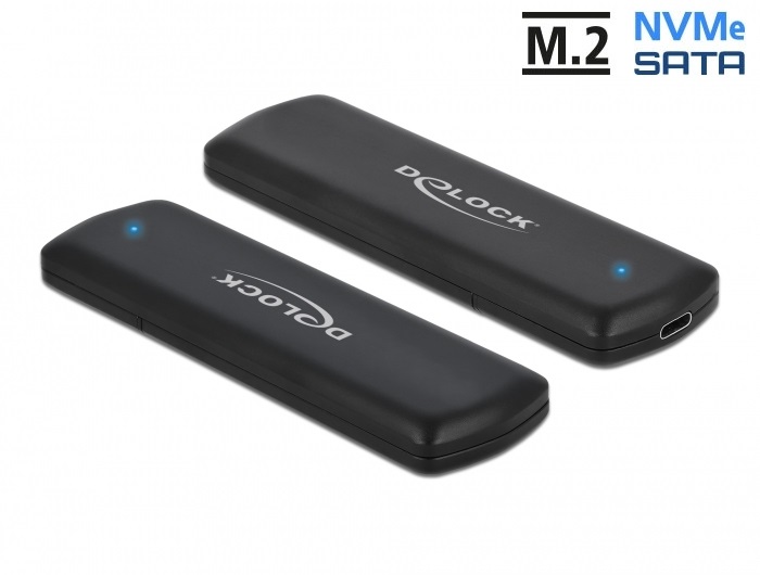 DeLOCK Custodia esterna USB Type-C per M.2 NVMe PCIe e SATA SSD - Installazione senza attrezzi, 10 Gbit/s, Nero