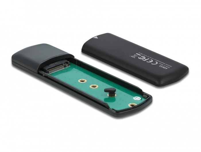 DeLOCK Custodia esterna USB Type-C per M.2 NVMe PCIe e SATA SSD - Installazione senza attrezzi, 10 Gbit/s, Nero