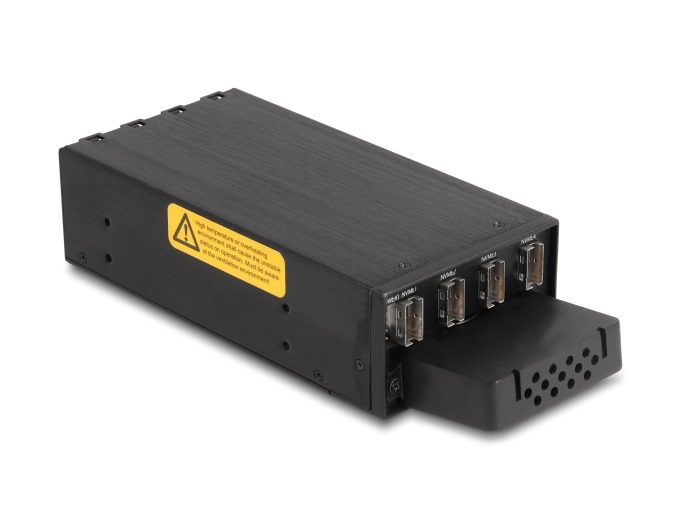 DeLOCK Bay Rack Mobile Sottile per 4 x M.2 NVMe SSD con Connettore Slim SAS SFF-8654 - Installazione in PC o Rack - Spedizione Gratuita