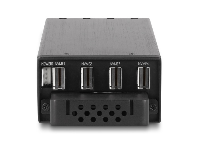 DeLOCK Bay Rack Mobile Sottile per 4 x M.2 NVMe SSD con Connettore Slim SAS SFF-8654 - Installazione in PC o Rack - Spedizione Gratuita