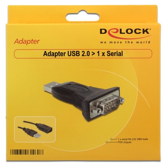 DeLOCK Adattatore USB 2.0 a Seriale DB9 - Modello 61460, 0,8m, Nero