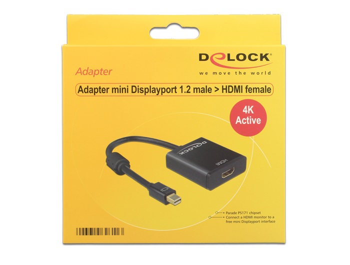 DeLOCK 62611 Cavo Adattatore Video Mini DisplayPort a HDMI 0,2 m con Contatti Dorati - Nero