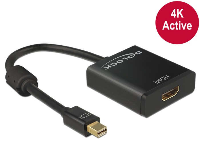 DeLOCK 62611 Cavo Adattatore Video Mini DisplayPort a HDMI 0,2 m con Contatti Dorati - Nero
