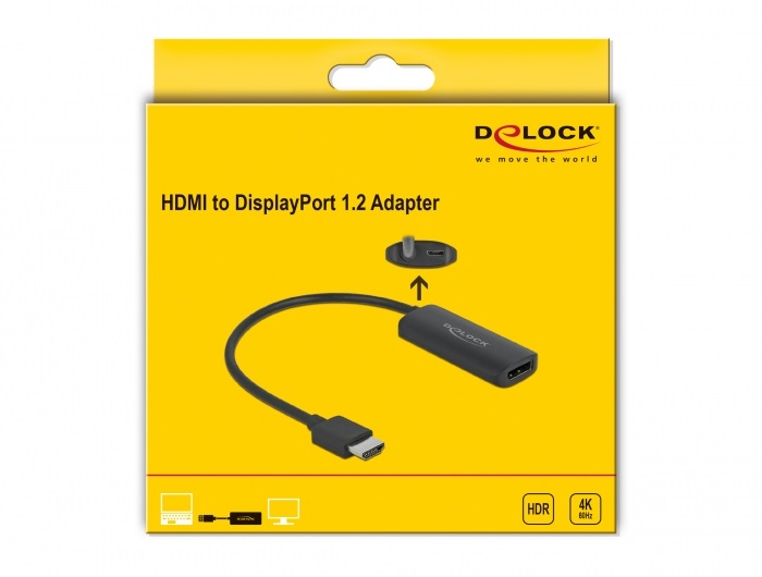 DeLOCK Adattatore HDMI-A maschio a DisplayPort femmina 4K 60 Hz