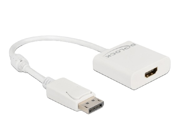 Delock Adattatore DisplayPort 1.2 Maschio a HDMI Femmina 4K Attivo Bianco