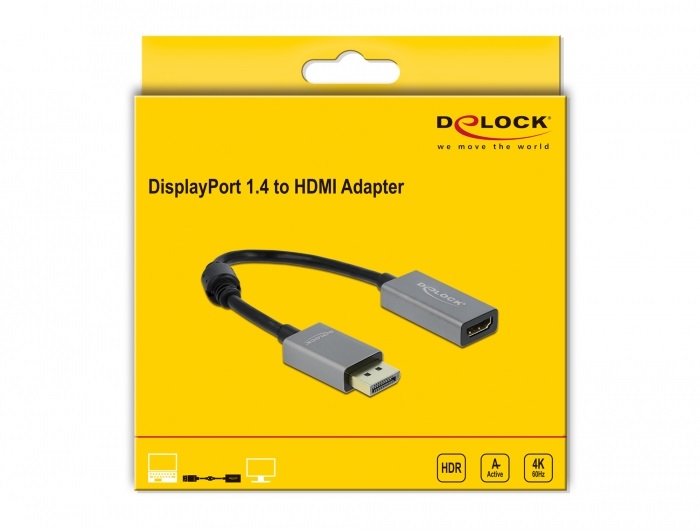 DeLOCK DisplayPort attivo da 1.4 per HDMI Adattatore 4K 60 Hz (HDR)