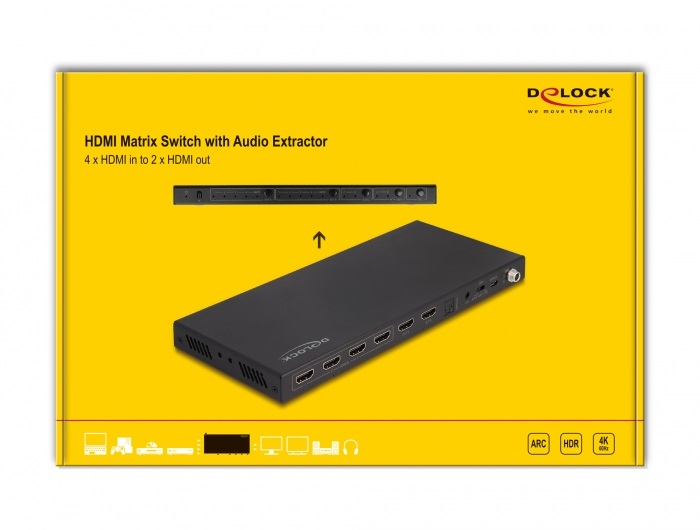 DeLOCK Switch HDMI 4x2 4K 60Hz con estrattore audio