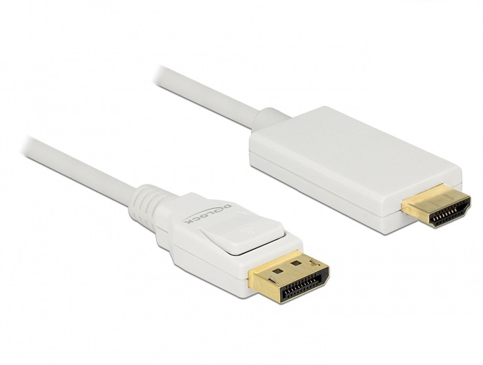 DeLOCK 83818 Cavo e Adattatore Video 2m DisplayPort a HDMI Maschio Maschio Bianco