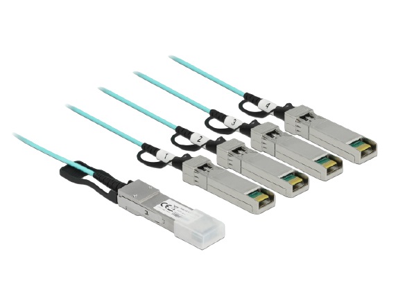 DeLOCK Cavo InfiniBand 10 m QSFP a 4 x SFP Colore Acqua