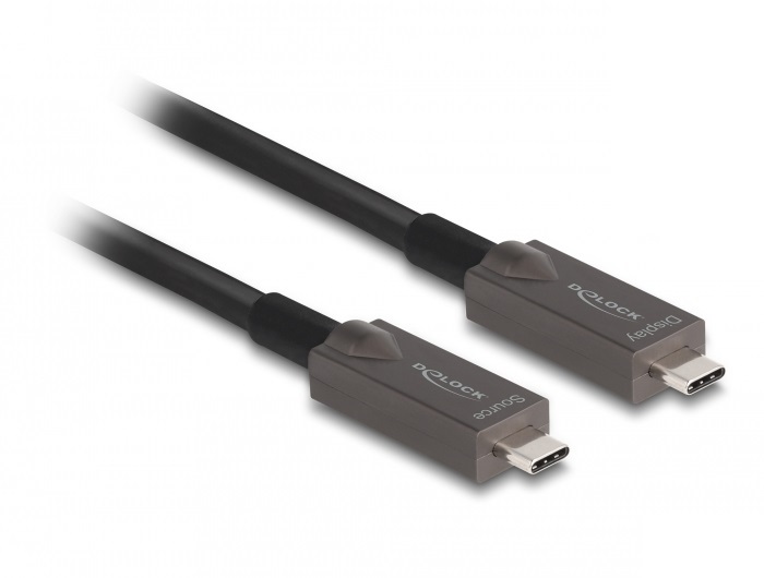DeLOCK Cavo Ottico Attivo USB-C 10 m per Video, Dati e Power Delivery (PD) - Nero