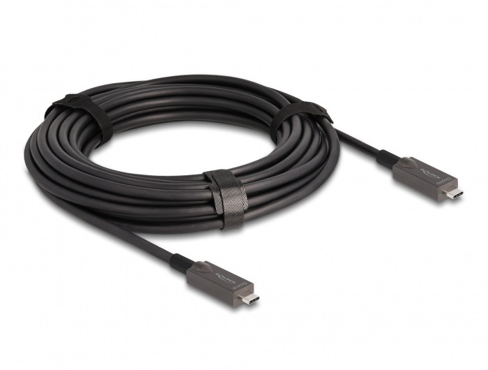 DeLOCK Cavo Ottico Attivo USB-C 10 m per Video, Dati e Power Delivery (PD) - Nero