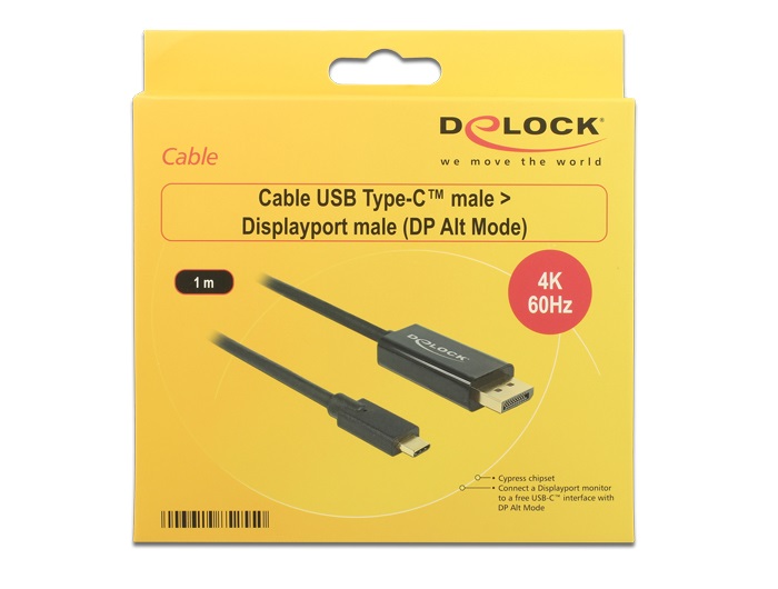 DeLOCK 85255 Cavo Adattatore Video 1m USB-C a DisplayPort 4K 60Hz Nero