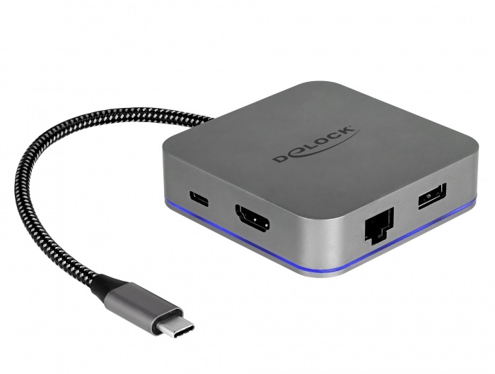DeLOCK 87742 Docking Station USB-C per Dispositivi Mobili - HDMI 4K, Hub, LAN, Power Delivery 3.0, Grigio