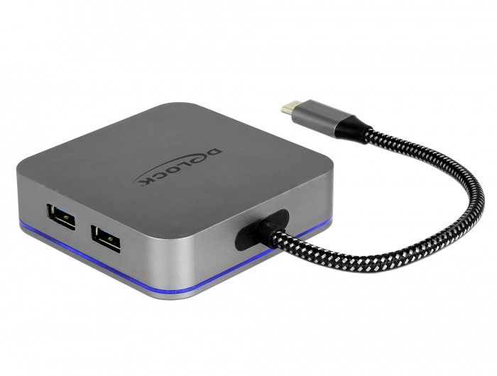 DeLOCK 87742 Docking Station USB-C per Dispositivi Mobili - HDMI 4K, Hub, LAN, Power Delivery 3.0, Grigio