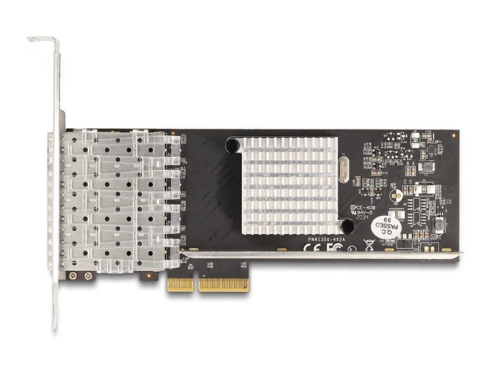 DeLOCK Scheda di rete PCI Express x4 con 4 slot SFP Gigabit LAN i350 - 1000 Mbit/s, Cablato, Nero