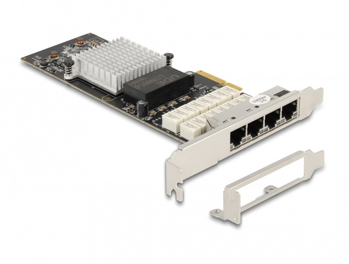 DeLOCK Scheda PCI Express x4 con 4 x RJ45 LAN Gigabit Bypass - Chipset Intel, Argento