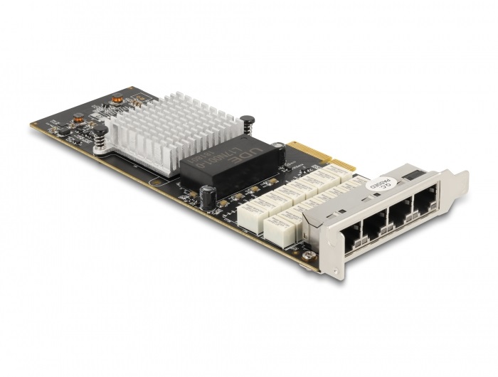DeLOCK Scheda PCI Express x4 con 4 x RJ45 LAN Gigabit Bypass - Chipset Intel, Argento