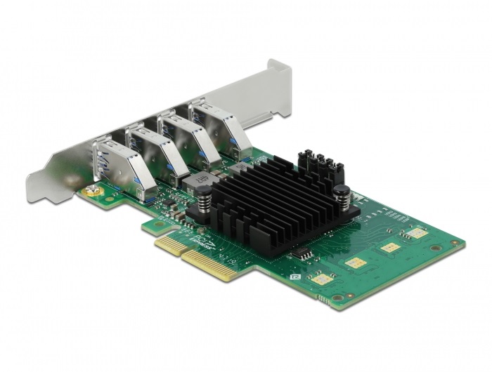 DeLOCK 89048 Scheda PCI Express x4 per 4 x USB 3.2 Gen 1 - Fattore di forma a basso profilo, Velocità 5 Gbit/s