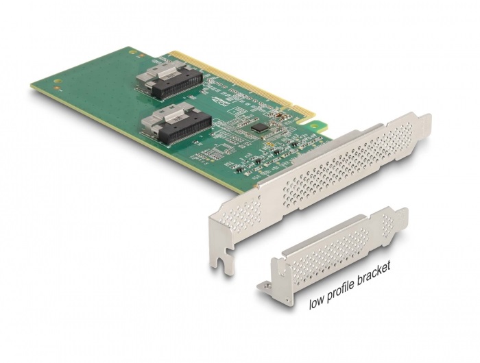 DeLOCK Scheda PCI Express 4.0 x16 a 4 x SFF-8639 NVMe - Biforcazione - Fattore di forma a basso profilo - Velocità 64 Gbit/s