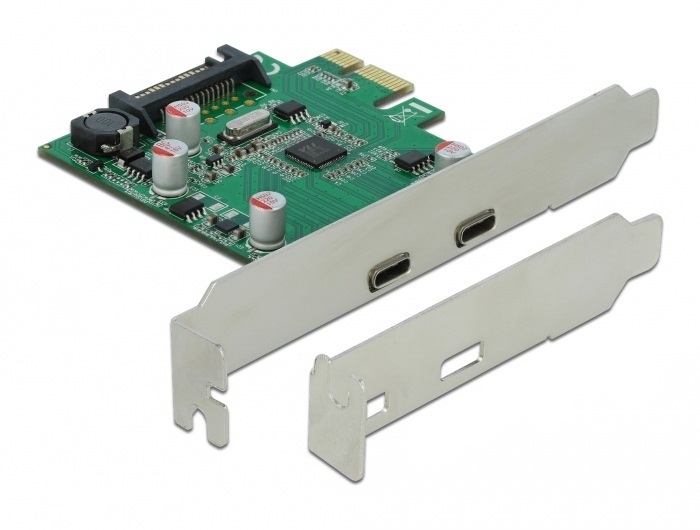 DeLOCK Scheda PCI Express x1 con 2 porte USB Type-C femmina SuperSpeed 5 Gbps (USB 3.2 Gen 1), PCIe 2.0, Piena altezza/Basso profilo