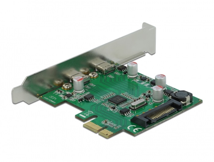 DeLOCK Scheda PCI Express x1 con 2 porte USB Type-C femmina SuperSpeed 5 Gbps (USB 3.2 Gen 1), PCIe 2.0, Piena altezza/Basso profilo