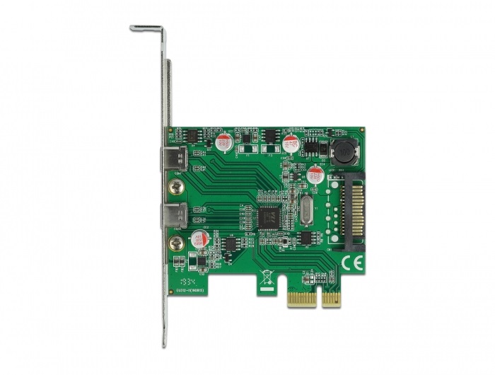 DeLOCK Scheda PCI Express x1 con 2 porte USB Type-C femmina SuperSpeed 5 Gbps (USB 3.2 Gen 1), PCIe 2.0, Piena altezza/Basso profilo