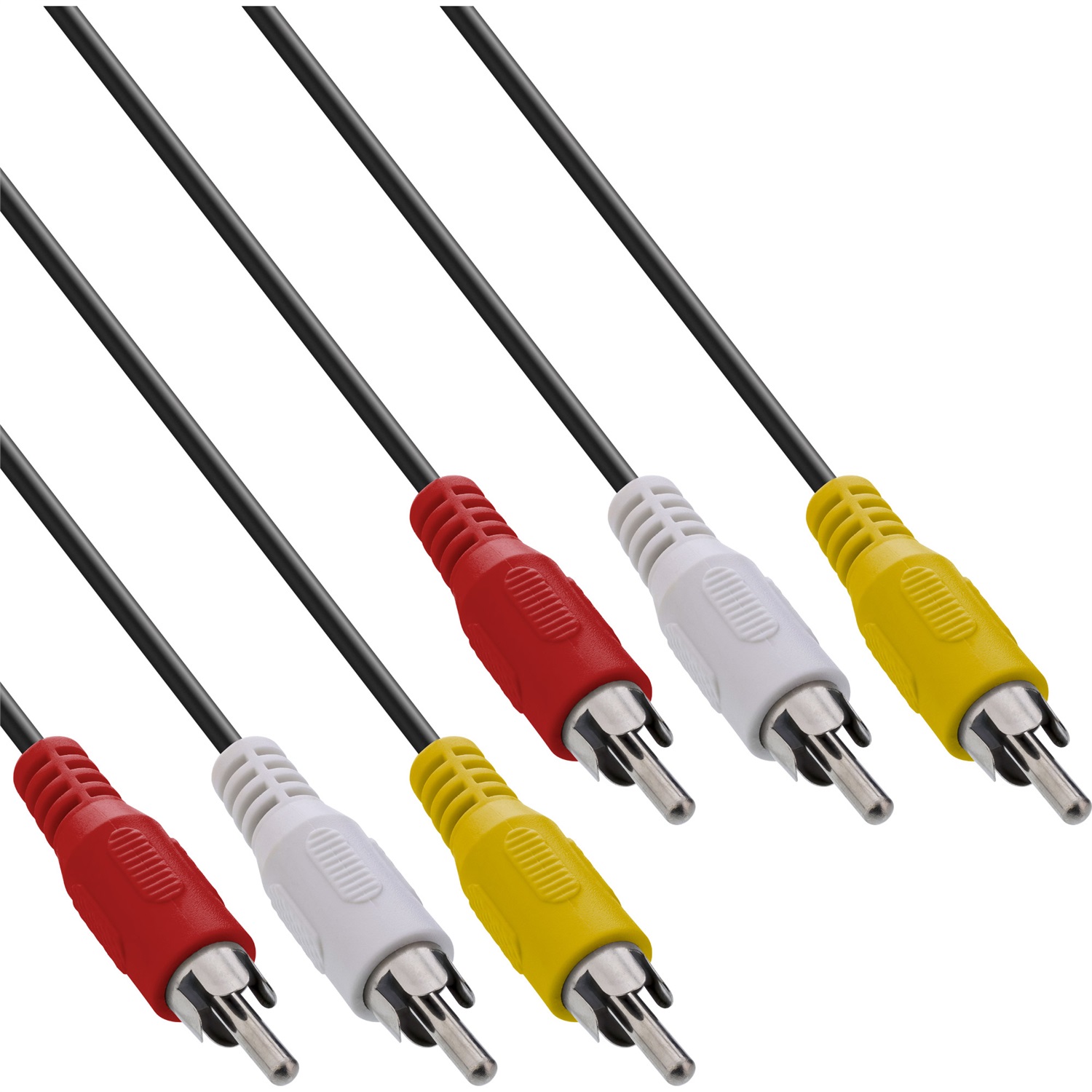 InLine Cavo Audio/Video 3x RCA Maschio/Maschio 2m - Nero con Connettori in Oro