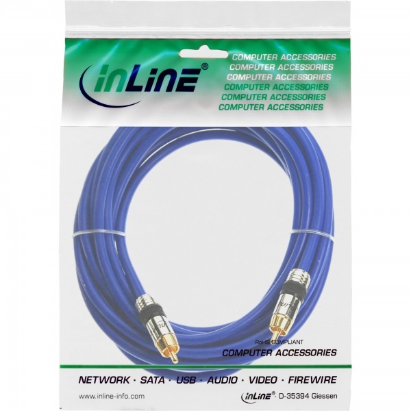 InLine Cavo Audio 1x RCA maschio / maschio, 3m, schermato, dorato, PREMIUM