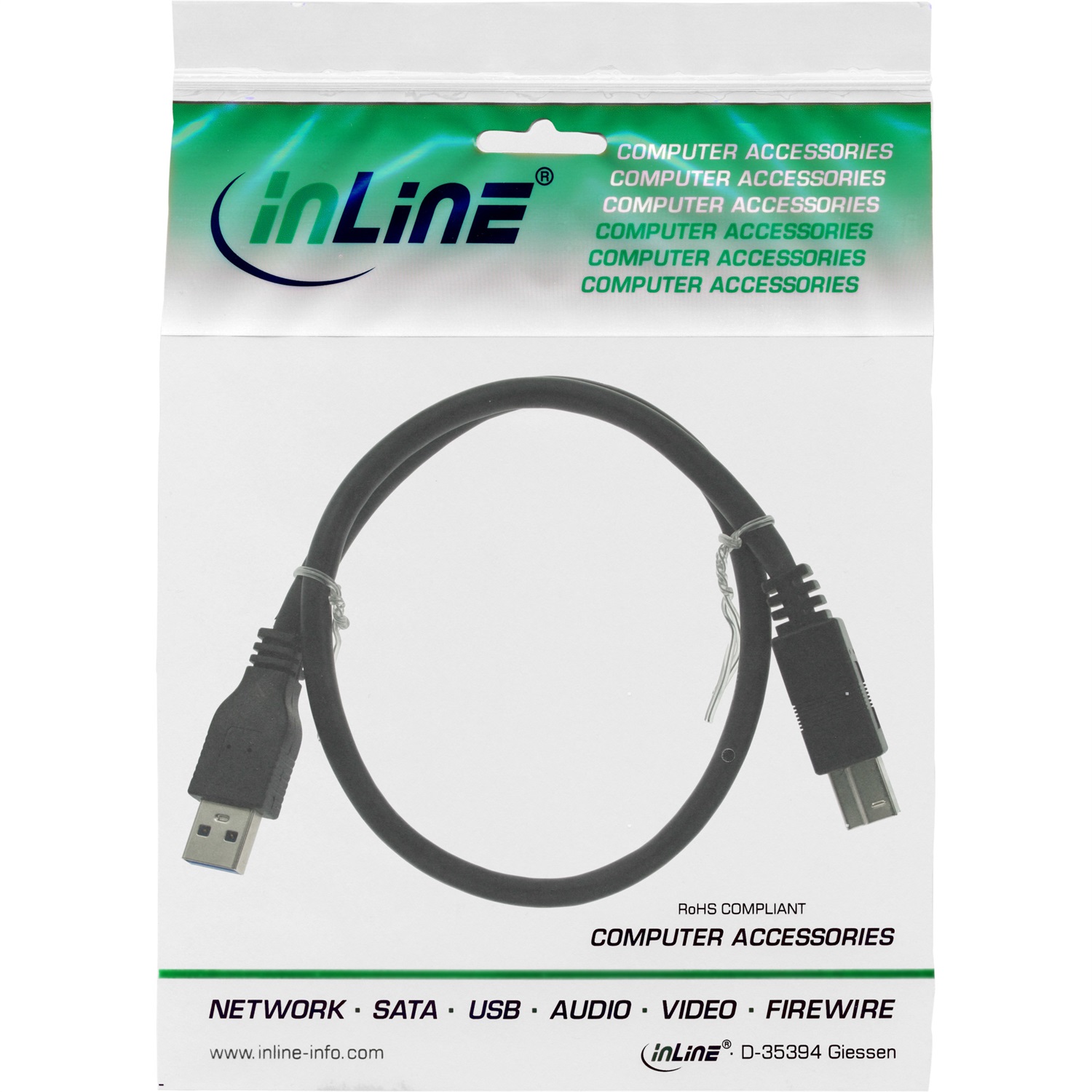 InLine Cavo USB 3.0 Type-A Maschio a Type-B Maschio 3 m Nero