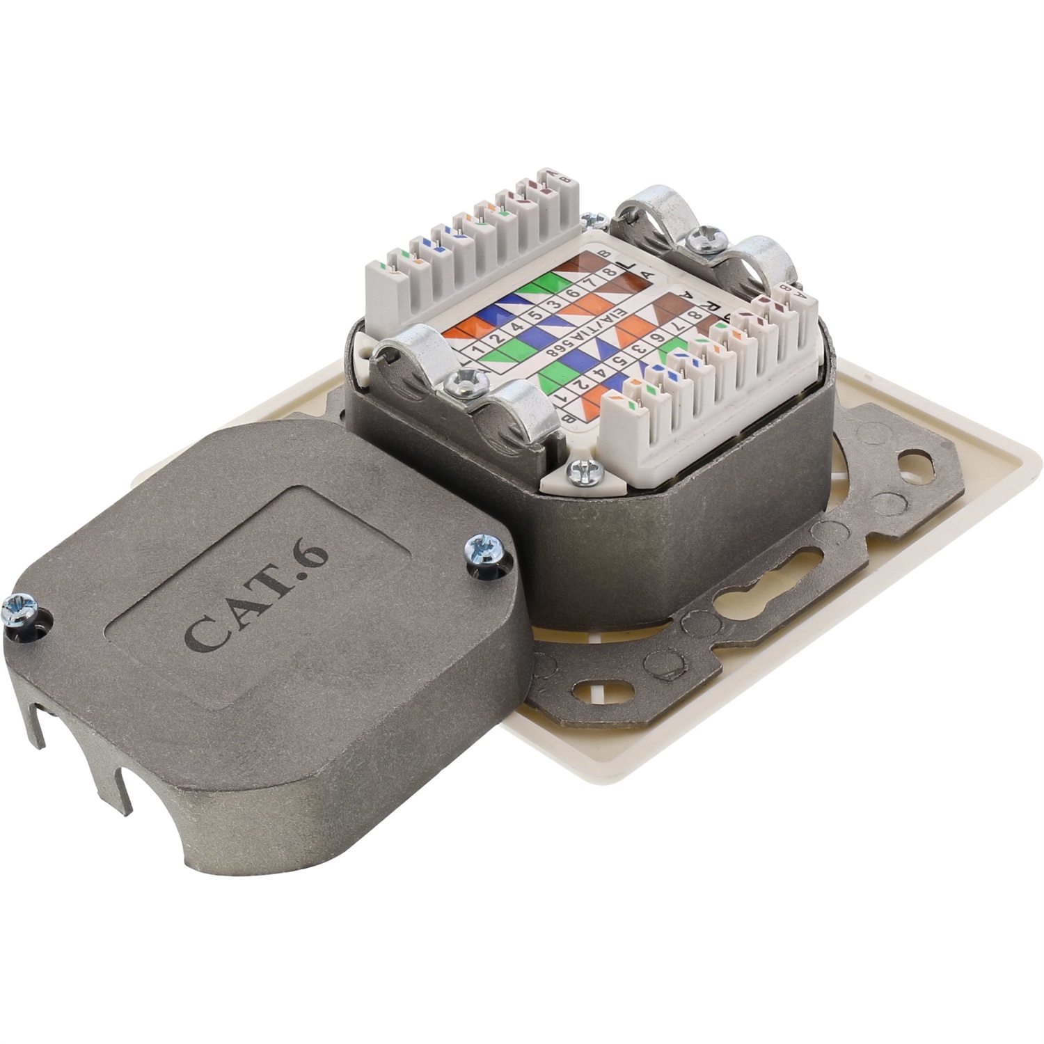 InLine Scatola Prese Cat.6 2x RJ45 F Orizzontale Bianca - Esterno o Ad Incasso
