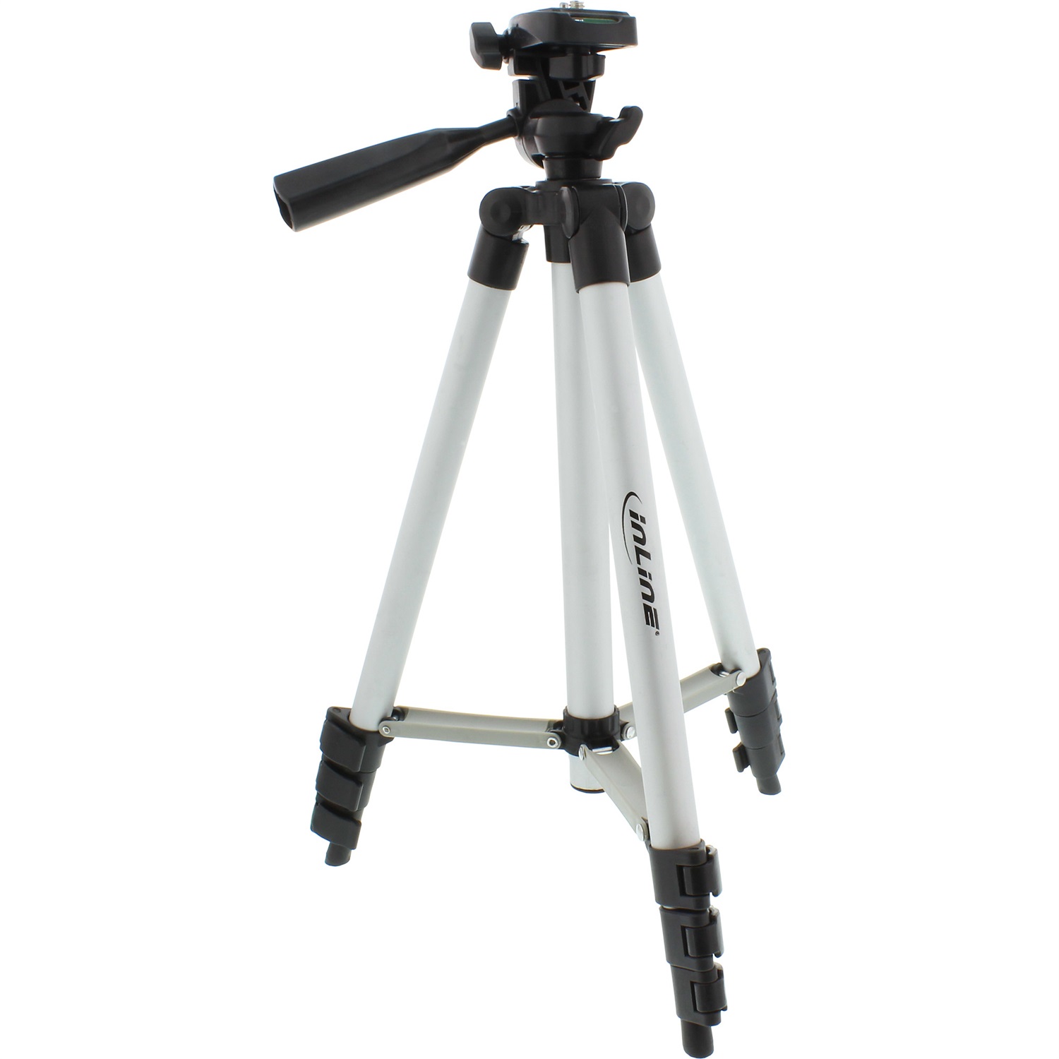 InLine 48002B Treppiede Telescopico in Alluminio 36-106 cm, Colore Nero e Argento, Capacità di Carico 1 kg, Peso 500 g