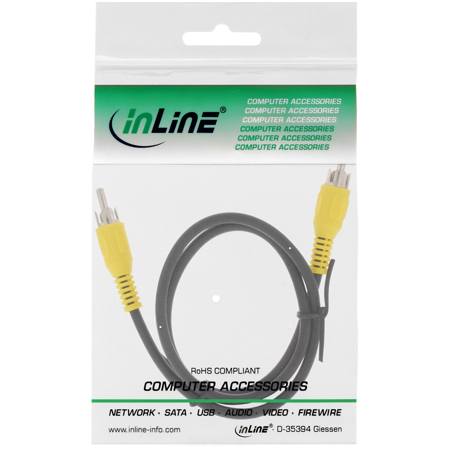 InLine Cavo Video Composito 0,5 m RCA Maschio/Maschio Giallo