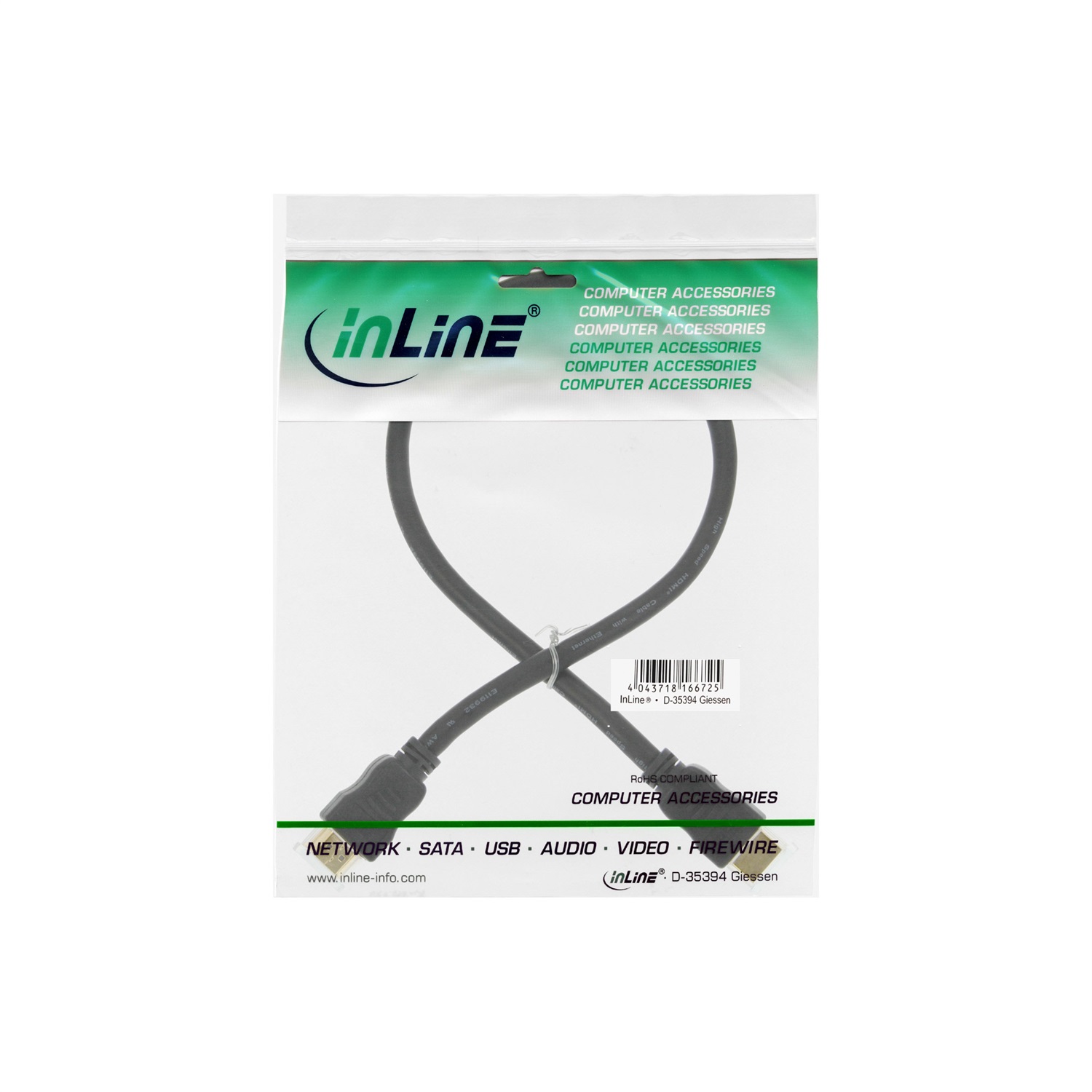 InLine Cavo HDMI High Speed con Ethernet 0,5m Maschio/Maschio Nero/Oro