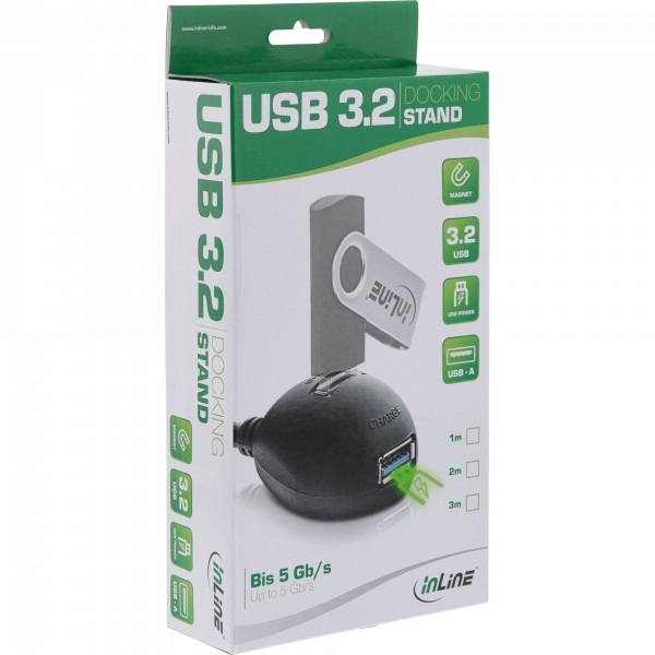 InLine Cavo USB 3.0/3.2 Gen 1 Prolunga 2 m Type-A Maschio/Femmina con Piedistallo Nero